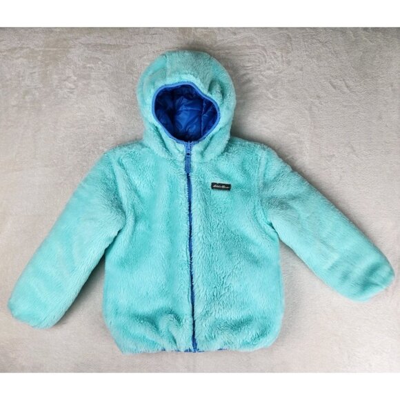 Eddie Bauer Blue Ombre Reversible Puffer Jacker Kids Medium Size 7/8 - Picture 13 of 16